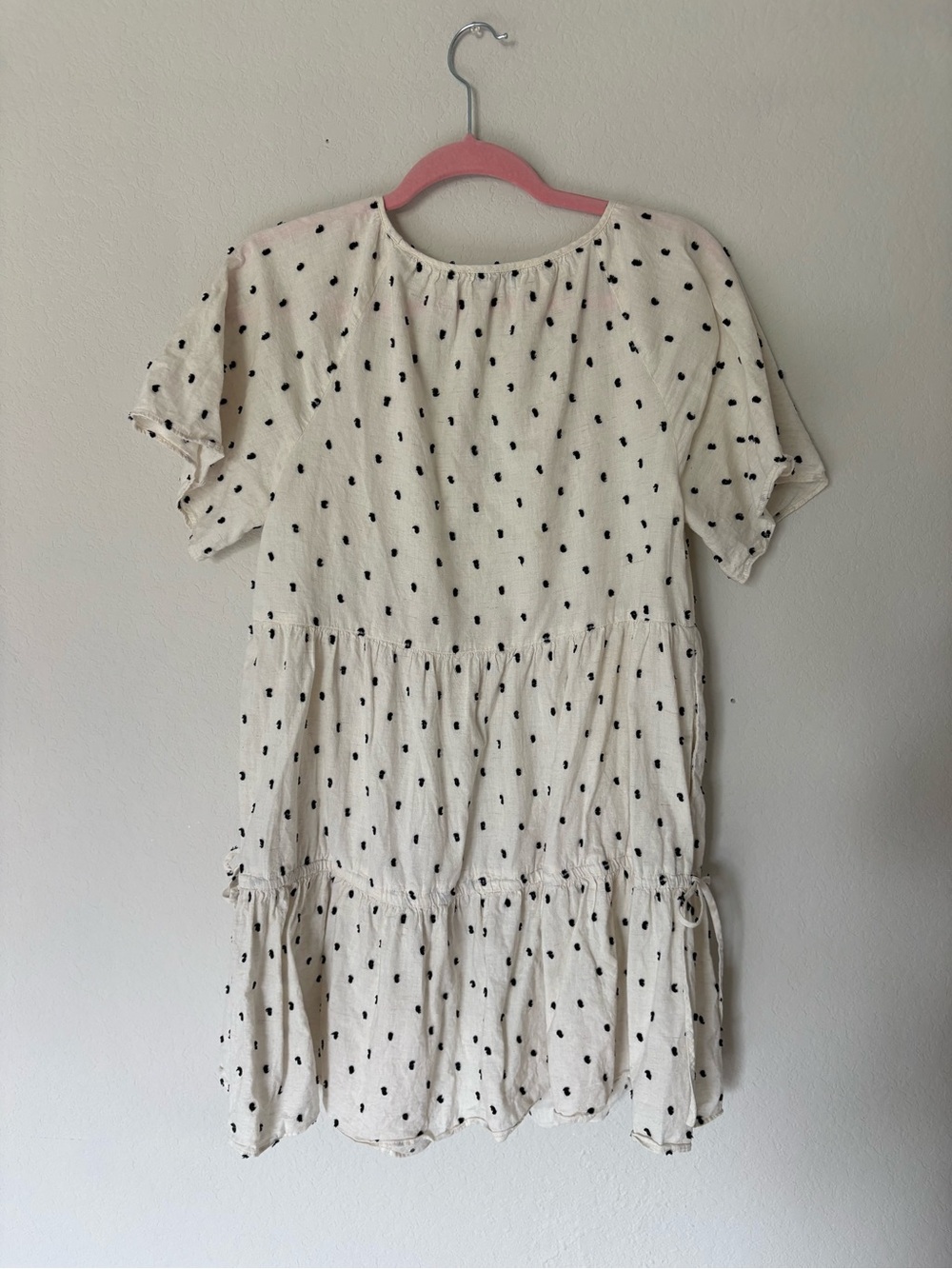Madewell Polka Dot Tiered Babydoll Mini Dress Line Blend - Picture 4 of 6